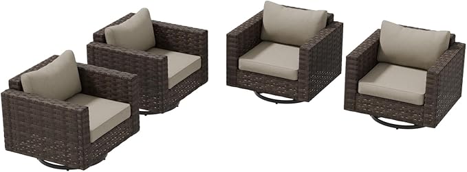 EAGLE PEAK Harbor Haven 4 Piece Wicker Swivel Rocker Patio Furniture Set, Deep Seating Rocking Chairs - Photo 9