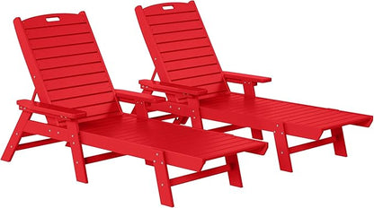 WestinTrends Malibu Poly Reclining Chaise Lounge (Set of 2) Red