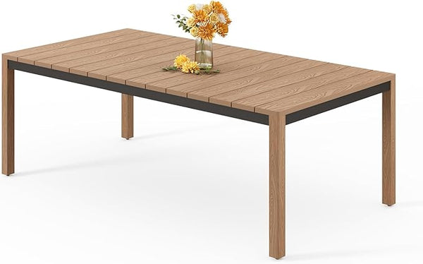 Stoog 63" All-Weather Patio Dining Table, HIPS Waterproof Tabletop with Cross-Braced Aluminum Frame & Umbrella Hole - Photo 1