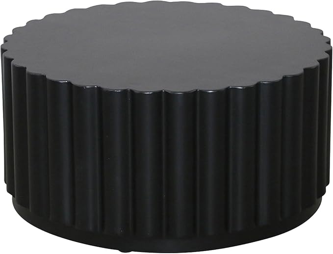Afterglow Round Petal Shape Coffee Table, Modern Outdoor Indoor Side Table, Black