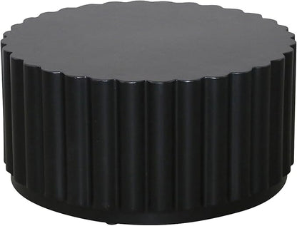 Afterglow Round Petal Shape Coffee Table, Modern Outdoor Indoor Side Table, Black