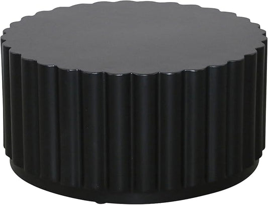 Afterglow Round Petal Shape Coffee Table, Modern Outdoor Indoor Side Table, Black
