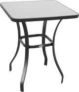 Outsunny 27" Square Bistro Table Garden Dining Table Outdoor Tempered Glass Table - Photo 1