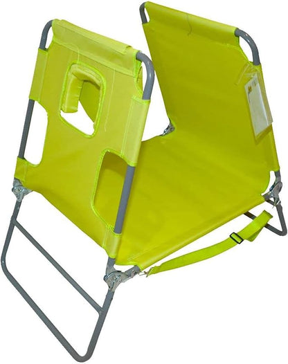 Ostrich Chaise Lounge Outdoor Portable Folding 3 Position Chair for Beach, Patio, Camp, and Pool with Carrying Strap, Neon Green (3 Pack)