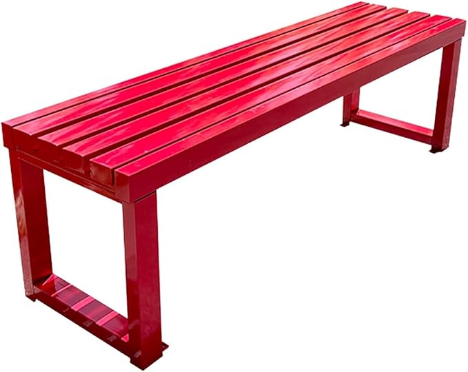 Metal Garden Bench, Outdoor Benches Weatherproof, 2-3 Person Park Patio Bench, Front Porch Backless Seat Chair, for Balcony Yard Entryway, Easy Assembly(Red,120cm/47.2in)