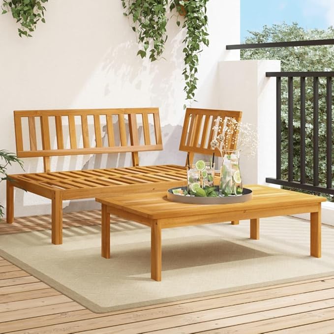 Pallet Sofa Set Natural Wood Solid Acacia Wood Medium-Sized Couch Patio Set for Terrace Outdoor