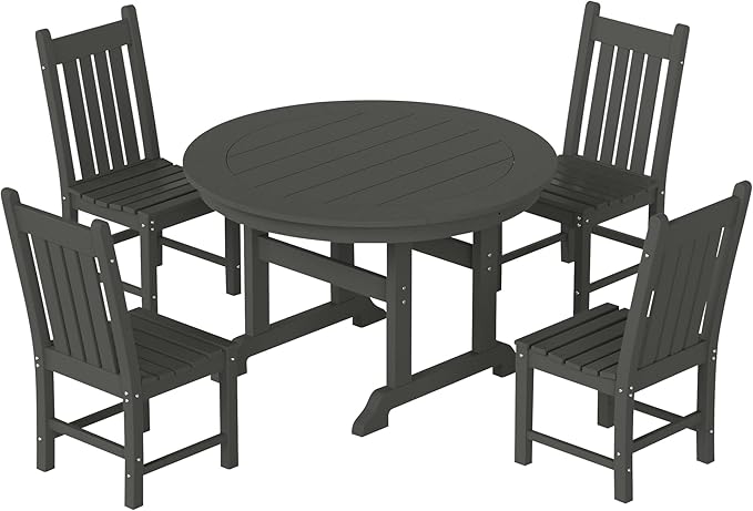 Costaelm Armless Outdoor Chair, Patio Adirondack Chair, HDPE Poly Lumber Waterproof Restaurant Bistro Kitchen Dining Chair for Outside Porch Backyard Garden, Gray