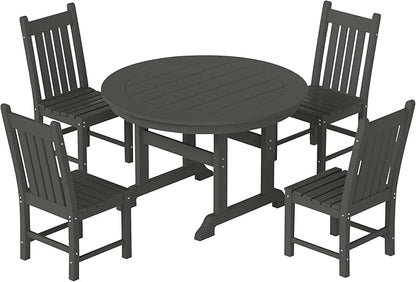 Costaelm Armless Outdoor Chair, Patio Adirondack Chair, HDPE Poly Lumber Waterproof Restaurant Bistro Kitchen Dining Chair for Outside Porch Backyard Garden, Gray