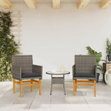 Patio Chairs with Cushions 2 pcs Gray Poly Rattan&Solid Wood Sillas para Patio Lawn Chairs for Dining Table Garden - Photo 4
