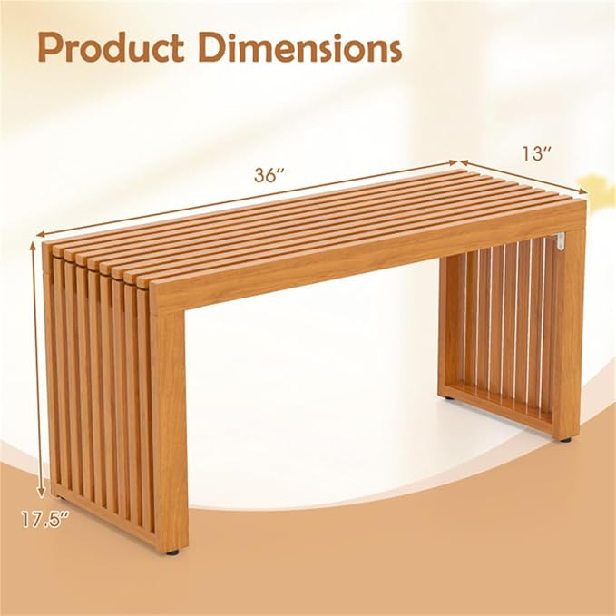 Solid Acacia Wood Patio Bench - Heavy Duty Backless Outdoor Bench for Garden, Yard, Porch - 2-Person Backless Outdoor Bench for Garden, Yard, Deck - Commercial Grade Wooden Seating - Teak