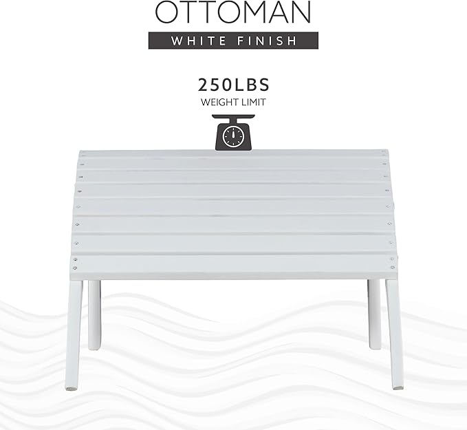 Linon Adirondack, White Ottoman,