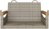 Modern Gray Patio Swing Bench 24.4"x24.8"x15.7" Poly Rattan Single Seat Lounge Chair for Garden Balcony Porch Outdoor - Photo 4