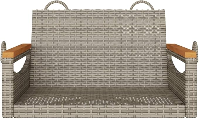 Modern Outdoor Patio Swing Bench Gray, Poly Rattan Steel Frame Weather-Resistant Hanging Chair for Garden Balcony, Comfortable Single Seater with Easy Assembly, Durable