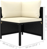 vidaXL Outdoor Sectional Corner Sofa with Cushions - Black Poly Rattan Corner Seat with Powder-Coated Steel Frame for - Photo 9