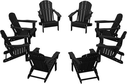 WestinTrends Malibu Malibu Outdoor Folding Poly Adirondack Chair (Set of 8), Black