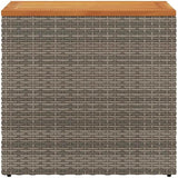 Grey Poly Rattan Garden Side Table with Acacia Wood Top and Powder-Coated Steel Frame, 22.8 in Long and 10.8 in Wide - Photo 5