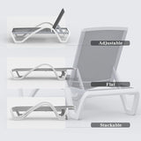 Domi Patio Chaise Lounge Chair Set of 3, Outdoor Aluminum Polypropylene Sunbathing Chair with Adjustable Backrest, Arm - Photo 4