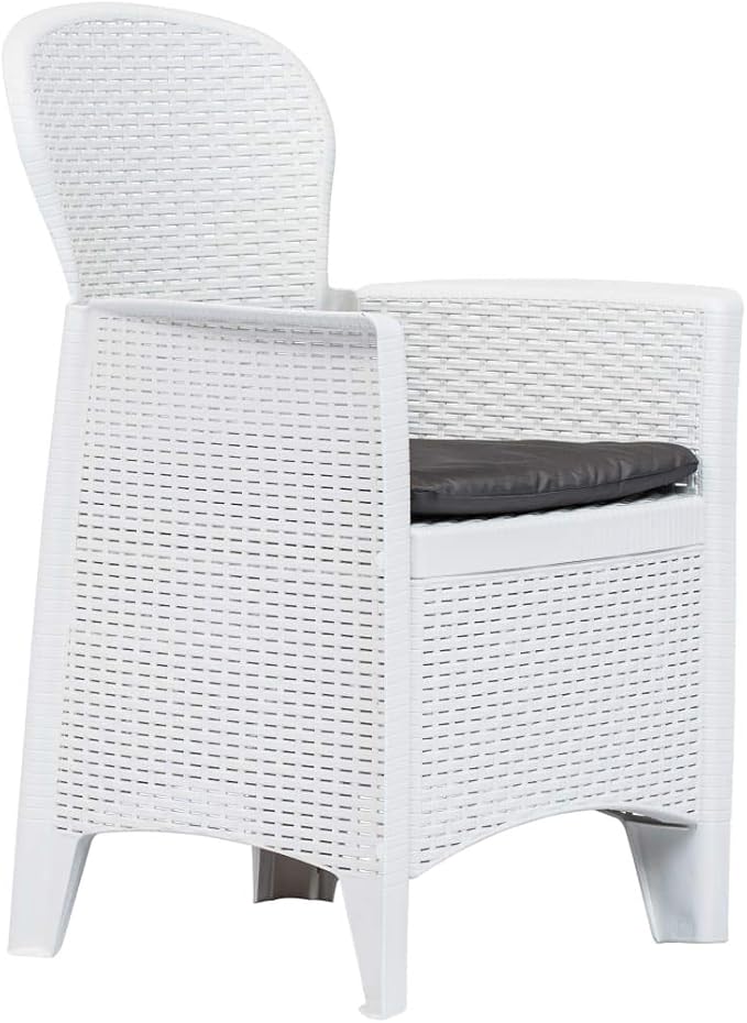 Balcony Furniture Outdoor Wicker Chair Patio Chairs for Patio, Porch, Backyard, Balcony, Poolside and Garden Patio Chairs 2 pcs with Cushion White Plastic Rattan Look