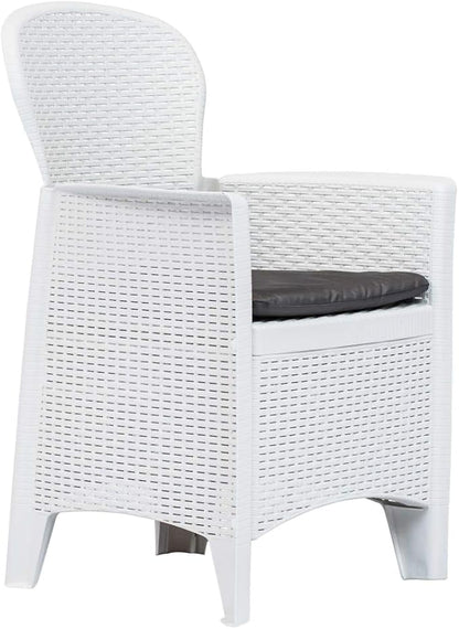 Balcony Furniture Outdoor Wicker Chair Patio Chairs for Patio, Porch, Backyard, Balcony, Poolside and Garden Patio Chairs 2 pcs with Cushion White Plastic Rattan Look