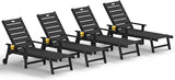 YEFU Lounge Chair Outdoor Set of 4: Outdoor Chaise Lounge with 5-Level Adjustable Backrest, Cup Holders & Wheels - Photo 1