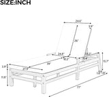 5-Position Adjustable Outdoor Chaise Lounge Set of 2, Solid Wood Patio Recliner Chair with Thick Cushions for Pool - Photo 2