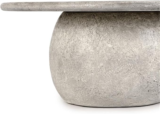 Kosas Home Britney 42-Inch Light Gray Concrete Stone Round Outdoor Coffee Table
