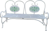 Small Metal Garden Bench, Patio Bench with Armrest, Park Yard Outdoor Furniture for Lawn Yard Porch Work Entryway(White) - Photo 1