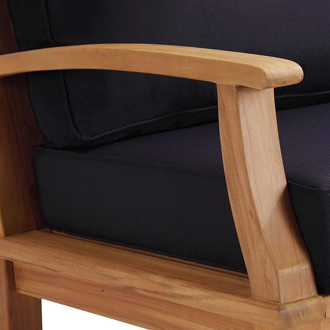 Modway Marina Outdoor Patio Teak Rocking Chair in Natural Navy