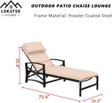 LOKATSE HOME Patio Chaise Lounge Chair Outdoor Furniture Reclining Adjustable with Cushion and Soft Pillow for Pool - Photo 2