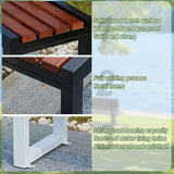 31" Outdoor Bench Weatherproof Patio Garden Benches Metal Backless Bench Seating 2-4 Person Slatted Chairs for Porch - Photo 5