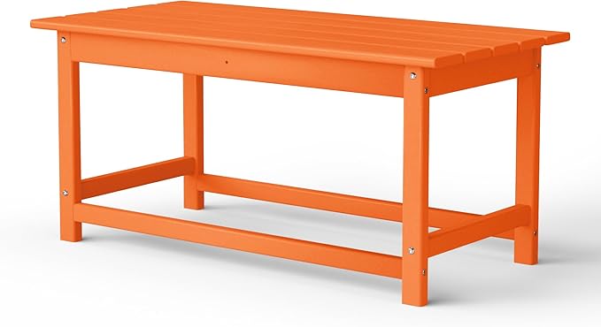 WestinTrends Malibu Outdoor Coffee Table, 35" x 17.5" All Weather Poly Lumber Patio Adirondack Coffee Table for Garden Lawn Porch Balcony, Orange