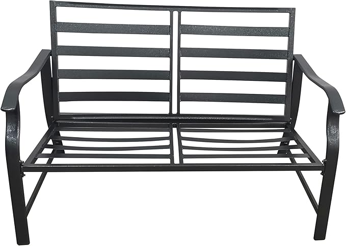 Homvent Outdoor Patio Furniture Love Seat And Coffee Table Set, Outdoor Bench Patio Loveseat Bench with Cushion and Metal Frame, Loveseat Furniture Set Sofa for Garden, Yard, Patio or Poolside (Beige)