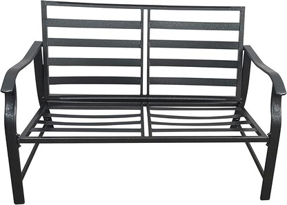 Homvent Outdoor Patio Furniture Love Seat And Coffee Table Set, Outdoor Bench Patio Loveseat Bench with Cushion and Metal Frame, Loveseat Furniture Set Sofa for Garden, Yard, Patio or Poolside (Beige)