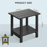 Adirondack Outdoor Side Table, 16.6" Small Patio End Table, 2-Tier HDPE Plastic Table for Poolside Porch Garden - Photo 3