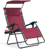 Goplus Zero Gravity Chairs, X-Large Folding Lounge Lawn Chair w/Canopy Shade & Cup Holder - Photo 1