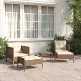 vidaXL Patio Lounge Set with Cushions - Brown Poly Rattan Garden Furniture, Metal Frame, White Cushion - Photo 3