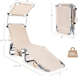 Giantex Outdoor Folding Chaise Lounge, Portable Tanning Chair with 5 Adjustable Positions, 360°Rotatable Canopy Shade - Photo 3