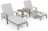 HAPPATIO Aluminum Patio Chaise Lounge Set 3 Pieces, Aluminum Patio Lounge Chair with Side Table - Photo 7