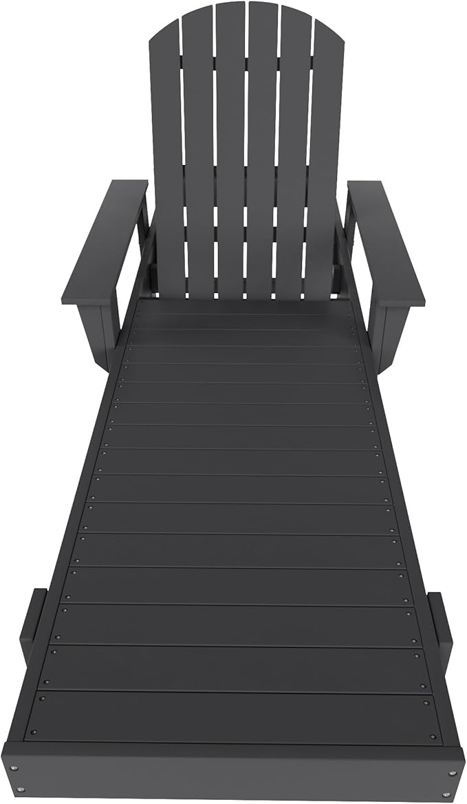 WestinTrends Dylan HDPE Outdoor Patio Poly Adirondack Reclining Chaise Lounge with Arms (Set of 2), Gray