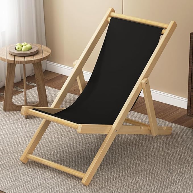 GORGECRAFT 1pcs Beach Sling Chair Replacement Lawn Chair Webbing 435 * 1165mm Chair Oxford Cloth Black Outdoor Patio Foldable Chaise Lounge Chair Fabric for Sunbathing Garden Courtyard Beach