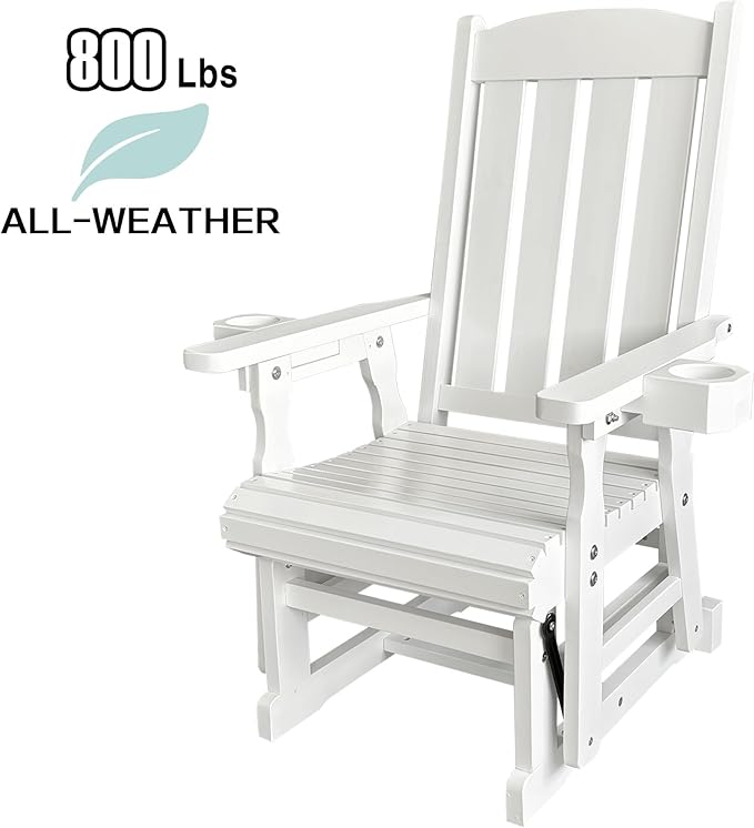 Fortune Candy Wooden Patio Glider for One Person, with High Back and Deep Contoured Seat, Solid Fir Wood - Photo 4