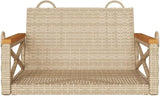 Patio Swing Bench Beige 4-Piece Set with Cushions, Modern Outdoor Hanging Chair for Garden, Balcony, or Patio - Photo 4