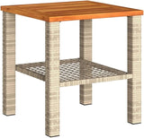 Beige Poly Rattan Garden Table with UV-Resistant Materials, Modern Outdoor Coffee Table for Patio and Balcony - Photo 3