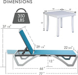 Kozyard Outdoor Chaise Lounge Chair, Full Flat Adjustable Patio Lounger with Aluminum Frame & Resin Legs - Photo 2
