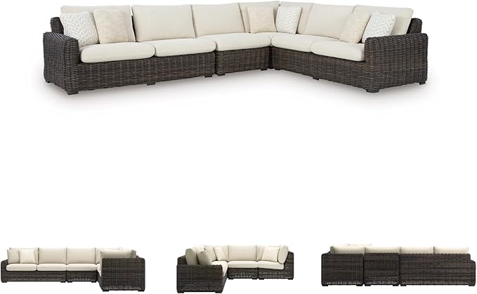 Signature Design by Ashley Kimora Right-Arm Facing Contemporary 4-Piece Outdoor Sectional with Cushion and 6 Throw - Photo 7