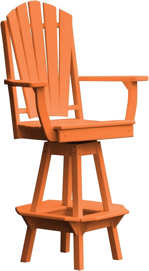 Poly Lumber Adirondack Swivel Bar Chair with Arms, Orange