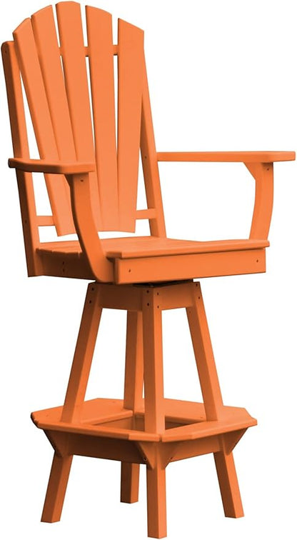 Poly Lumber Adirondack Swivel Bar Chair with Arms, Orange