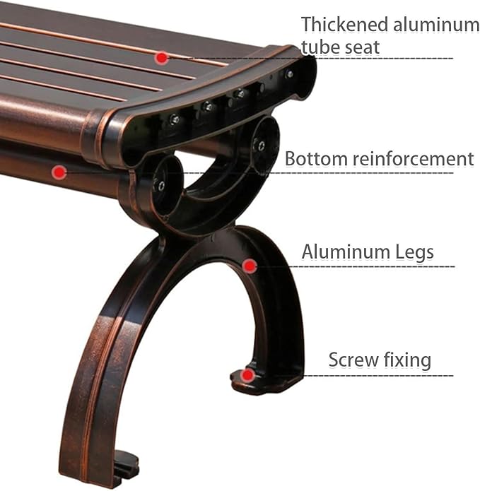 Outdoor Bench, Garden Bench, All Weather Metal Bench, Backless Bench, Bench Patio, Park Bench, for Porch, Garden, Lawn, Balcony(180cm/70.8in)