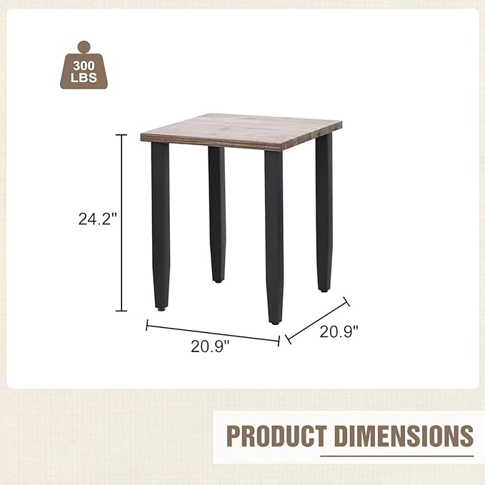 Modern Outdoor Side Table with Wood Grain Top, Stylish Patio Square Table for Patio, Porch, Deck, or Garden