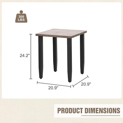 Modern Outdoor Side Table with Wood Grain Top, Stylish Patio Square Table for Patio, Porch, Deck, or Garden